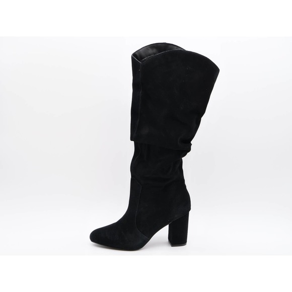 Laurie Felt Boots Womens 11 Black Suede Knee High Slouch Block Heel Pull On - Picture 2 of 11